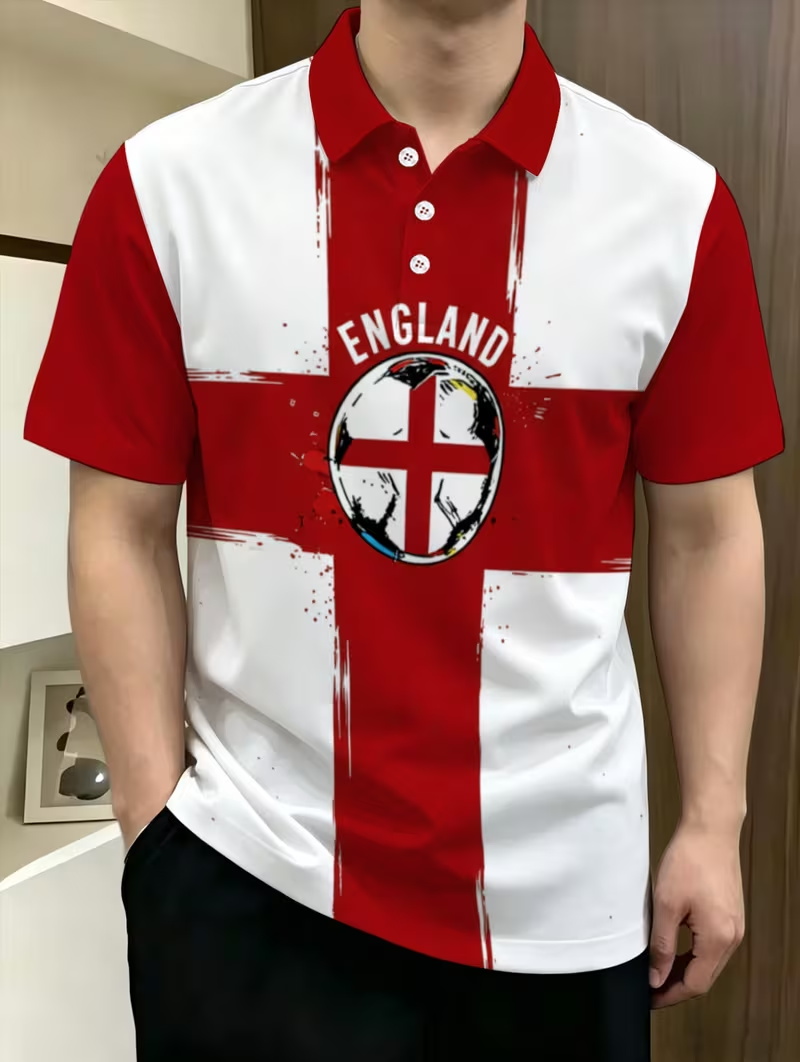 Badminton England - England Flag Pattern Soccer Jersey Mens
